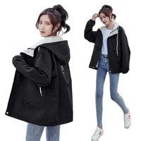 2022 spring new korean version loose and lazy college trend coat womens fashion casual all match hooded top tide