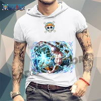 summer new mens short sleeve hoodie anime one piece print mens t shirt high street party sports quick dry hoodie european size