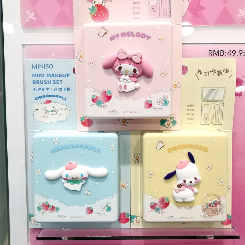 

Miniso Sanrio Cartoon Makeup Brush Cinnamoroll Melody Set Girl Heart Kawaii Eye Shadow Powder Brush Portable Makeup Tool Gifts