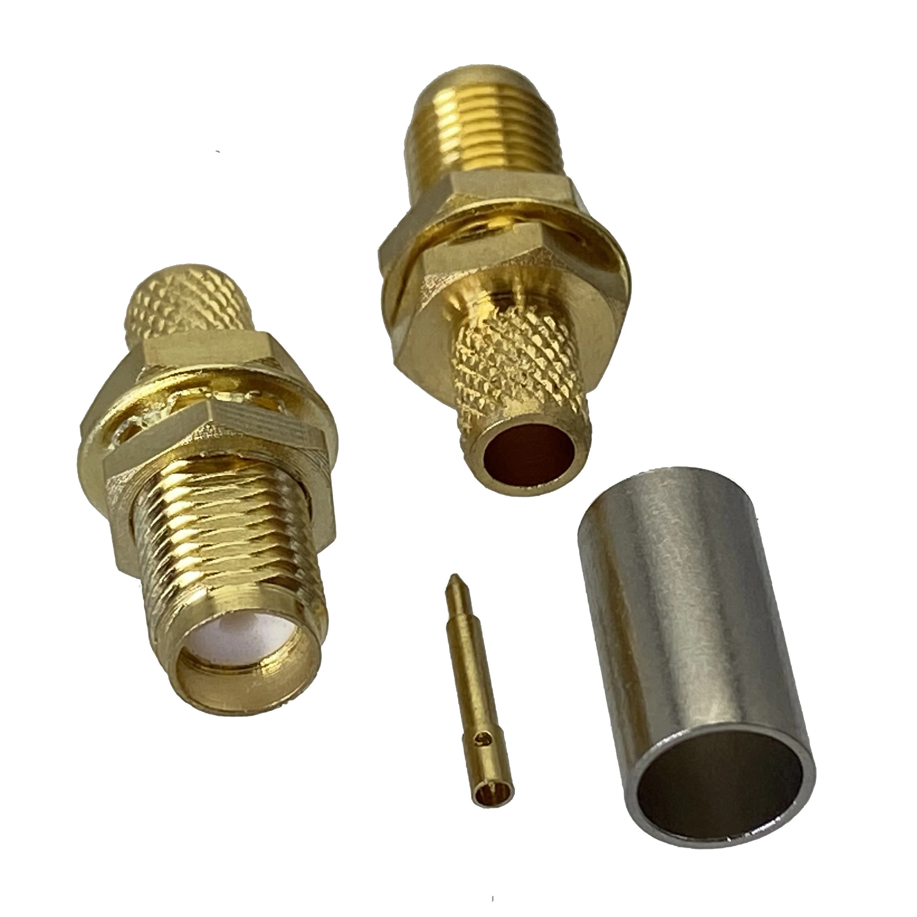 

10pcs Connector RP-SMA RP SMA female Plug nut bulkhead crimp For RG58 RG142 LMR195 cable RF Coaxial Wire Terminals