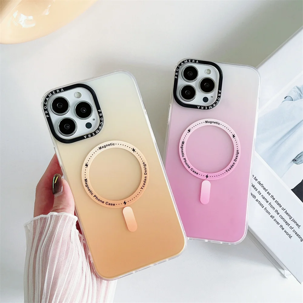 Градиентный цветной чехол для телефона Aurora Magsafe iPhone 11 11Pro 12 Pro Max магнитный с
