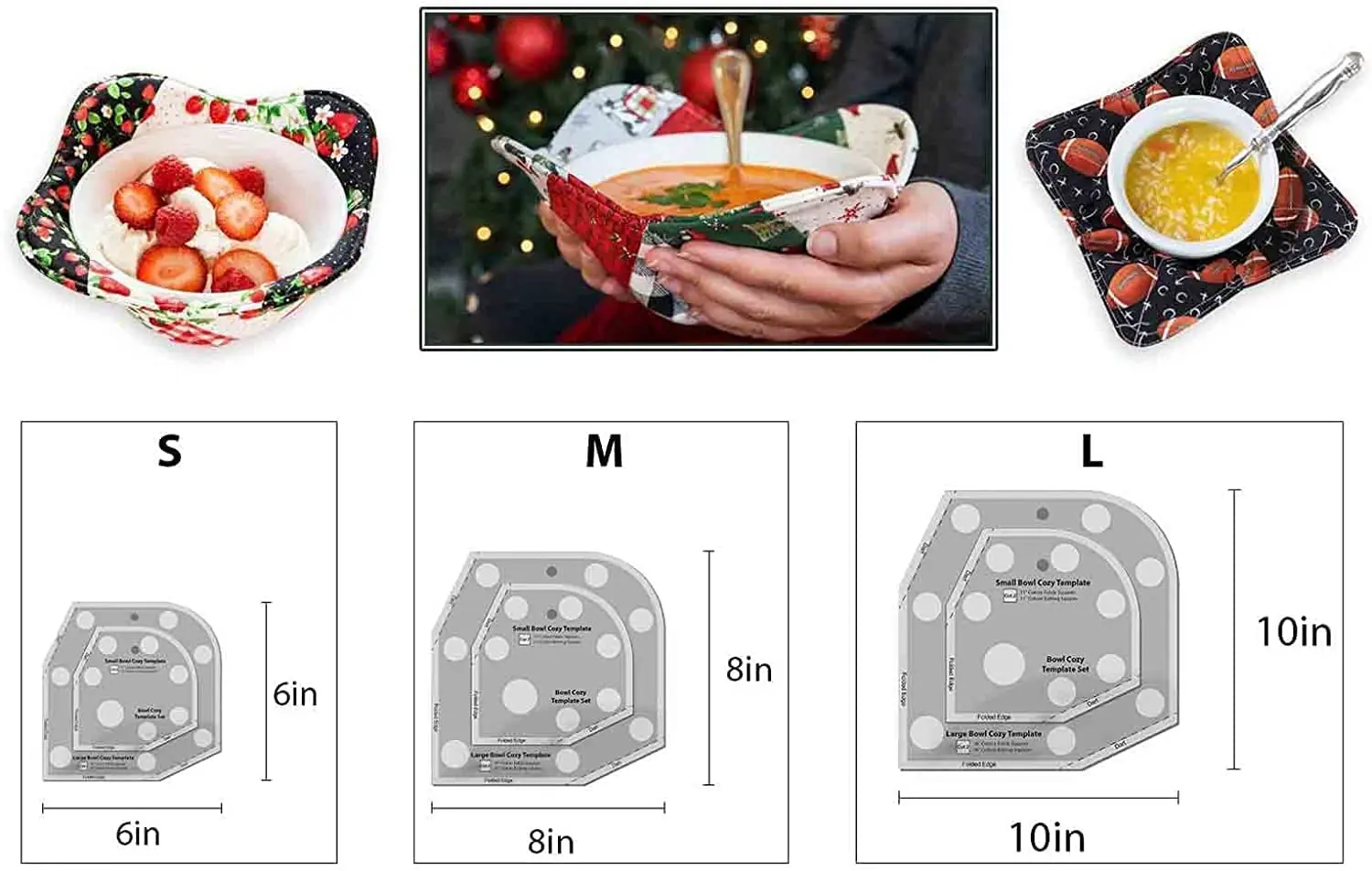 Sewing For Quilting Bowl Cozy Pattern Template, Clear Acrylic Bowl Wrap, Sewing Pattern Template, DIY Sewing Machine Accessories images - 6