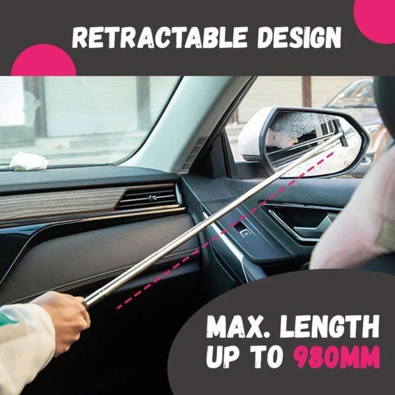 

1PC Portable Retractable Rear-View Mirror Wiper Car Quickly Wipe Water Water Mist And Dirt Auto Mirror Glass Wiper Cleaning Tool