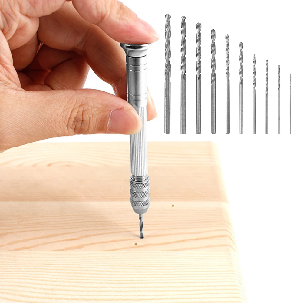 

Micro Drill Drill Drill Resin Steel With Bits 0.8-3.0mm Hand Manual For 10 Hand Twist Bit Set Jewelry Stainless Drill Wood Mini