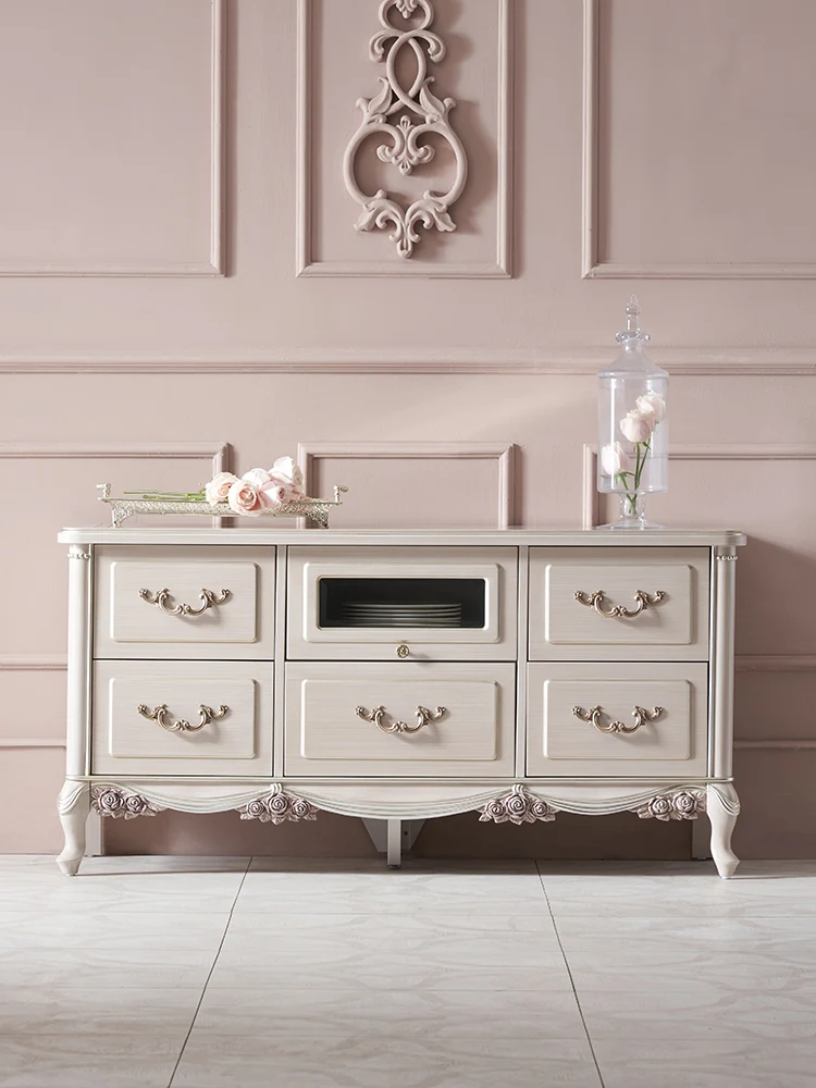 

Court French furniture villa solid wood TV cabinets European style simple living room storage low floor cabinets household