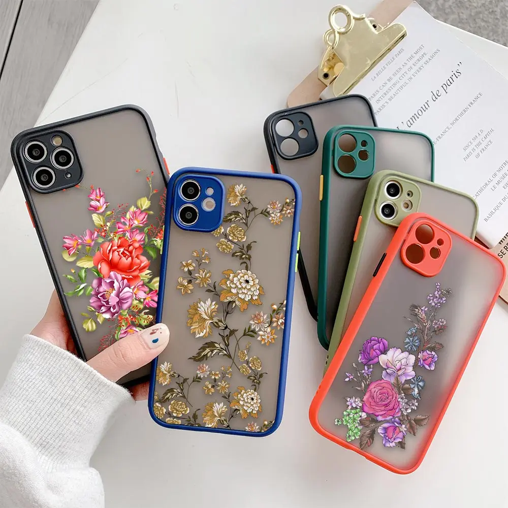 

Pretty Colorful Little Flowers Fundas Coques Matte Case For iPhone Apple 11 12 13 14 Pro Max 7 8 Plus Mini Cases Capa