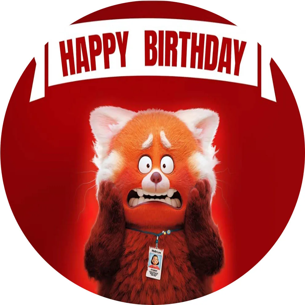 

Disney Turning Red Custom Circle Background Birthday Party Decoration Banner Red Panda Round Photography Backdrops Cover