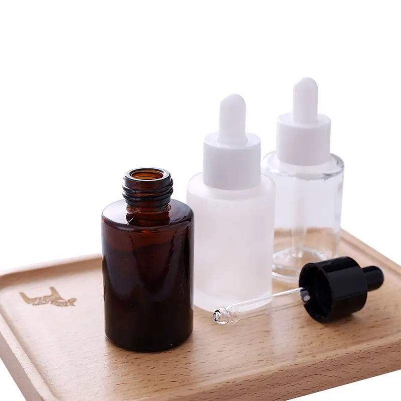 

240Pcs 30ml Frosted Amber Clear Matte Black Glass Dropper Bottle 1OZ Empty Essential Oil Aromatherapy Massage Pipette Vials Trav