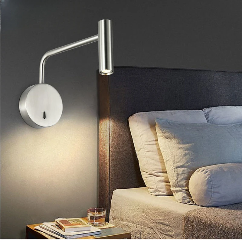 

LED Bedside Reading Light Flexible Gooseneck Book Lamp Wall Mount Headboard Spotlight on/off Switch for Working, Study