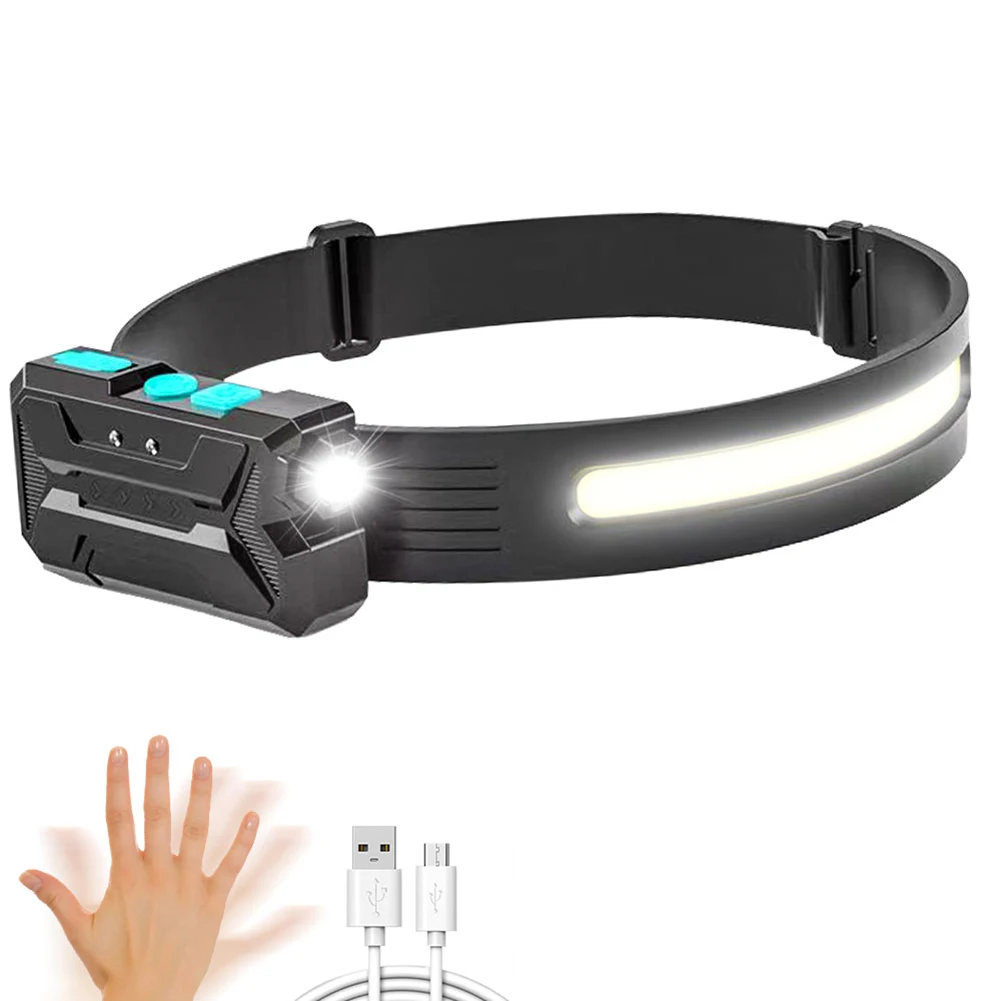 

Induction Headlamp COB LED Head Lamp with Built-in Battery Flashlight USB Rechargeable Torch Outdoor Lighting Work Light