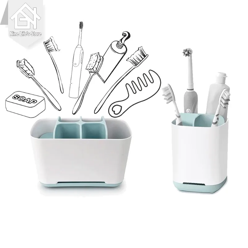 

Multi function Toothbrush Holder Bathroom Storage Box Shaving Makeup Brush Electric TeethBrush Toothpaste Holder Organizer Stand