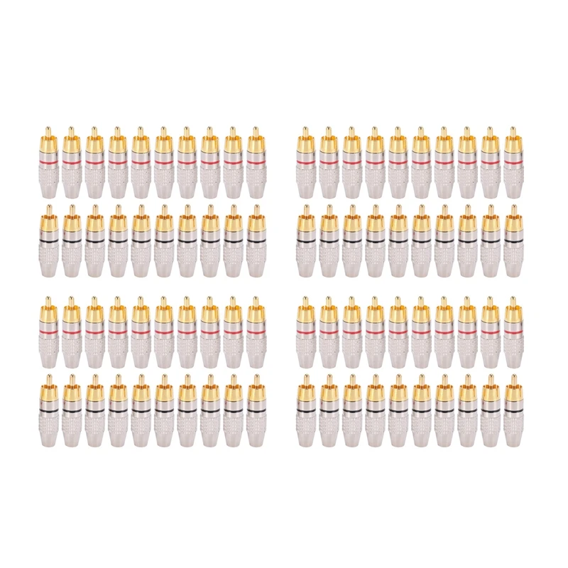 

80 Pcs RCA Plug Audio Video Locking Cable Connector Gold Plated