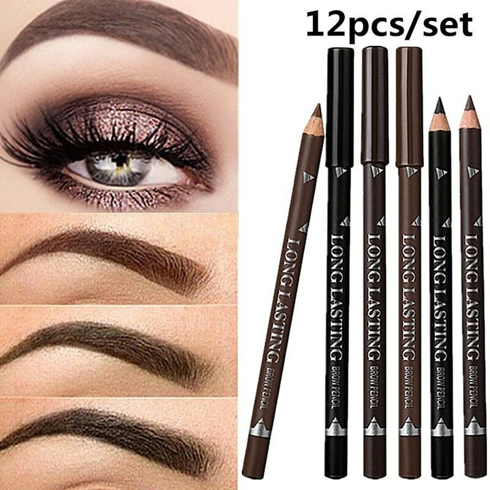 

12PCS/Set Waterproof Eye Brow Pencil Precise Brow Definer Black Blonde Brown Eyebrow Pen Long Lasting Makeup 3 Colors Cosmetic