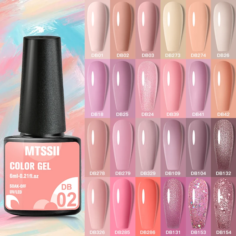 

MTSSII Pink Nail Gel Polish 6ml All For Manicure Semi Permanent Soak Off Gel UV LED Varnishes Gel Nail Art Design