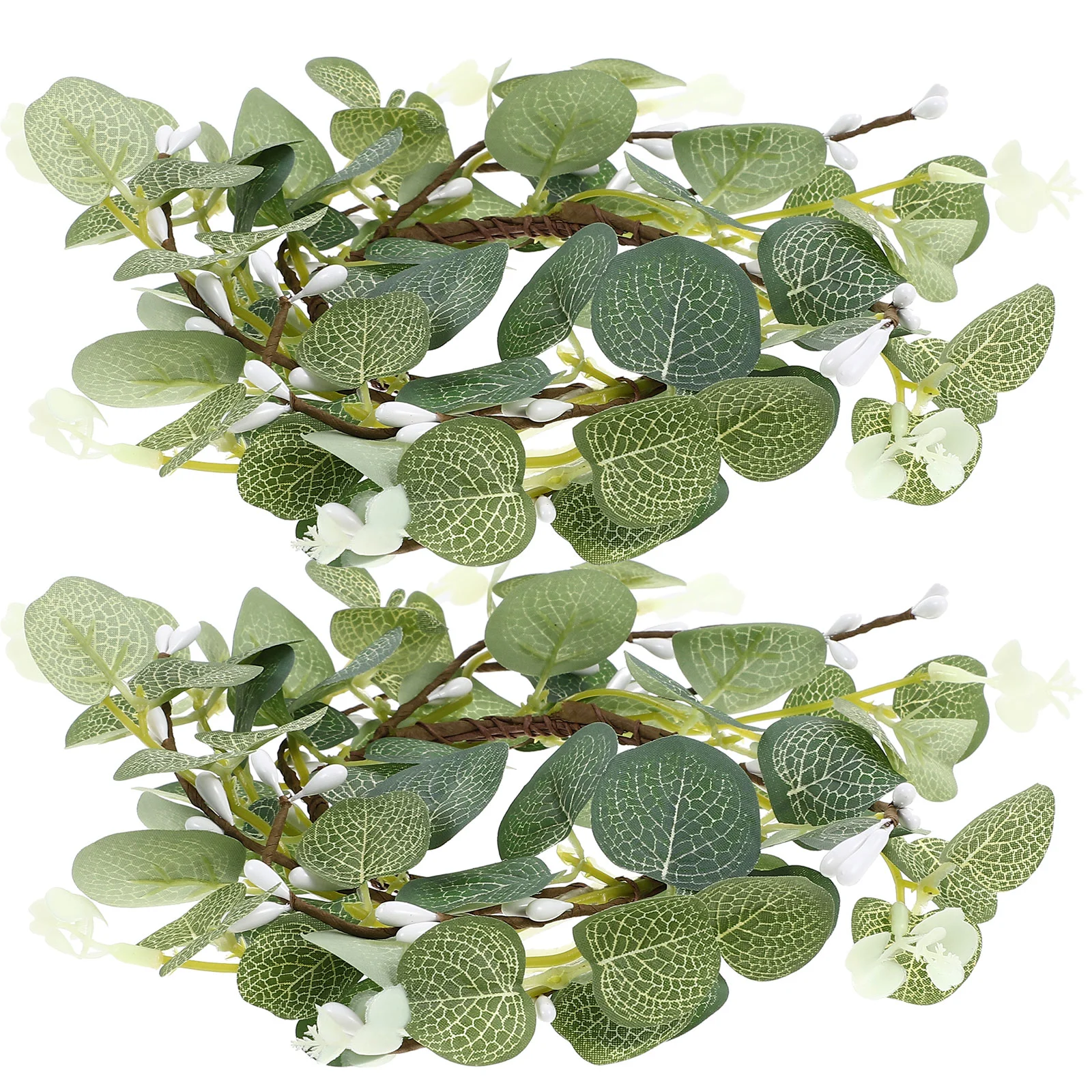 

2 Pcs Summer Tray Decor Ring Nordic Pillar Household Easter Wreath Silk Leaf Decorative Work