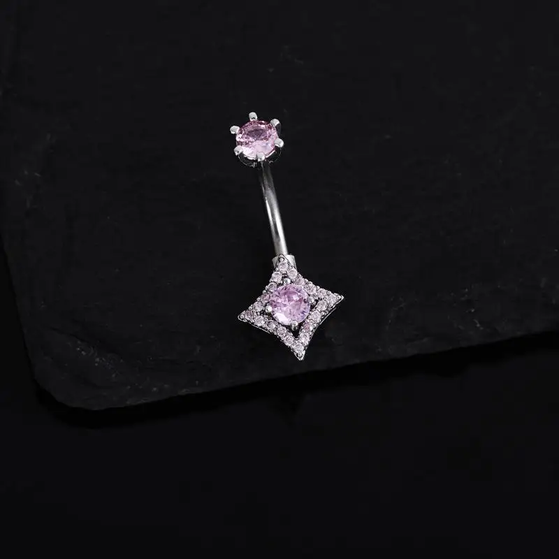 Фото ㉻ Кольца для пирсинга пупка Star Zircon в стиле Y2K для девушек, украшения для тела, модные украшения для пирсинга пупка для женщин, подарок №2