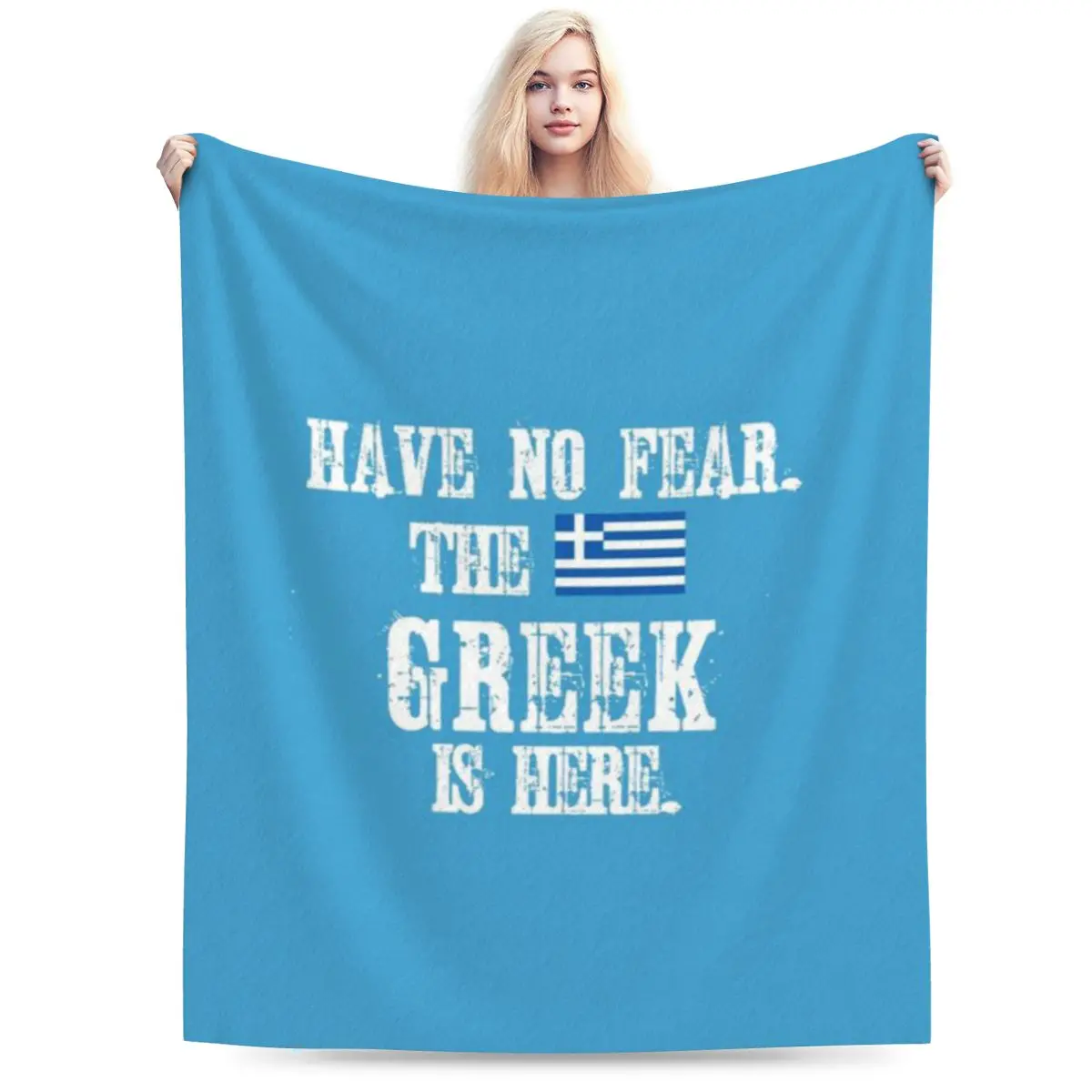 Не бойтесь греческая здесь - флаг Греции. Ультрамягкое одеяло из микрофлиса.