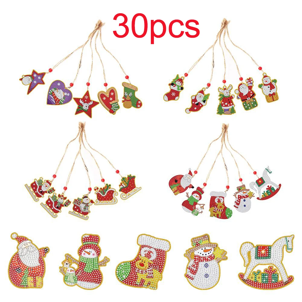 

Картина из страз «сделай сам», 30 шт., рождественская подвеска для детей, украшение ручной работы, подарок, Рождественское украшение
