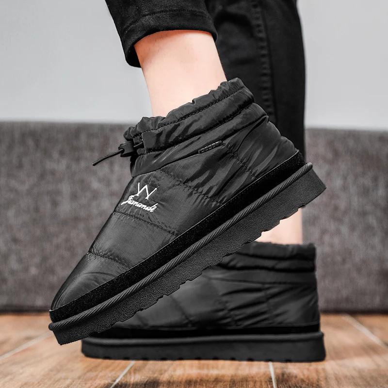 

Новинка Зима 2023, теплые ботинки из хлопка с плюшевой подкладкой, мужская обувь из хлопка, модная Уличная обувь с высоким берцем