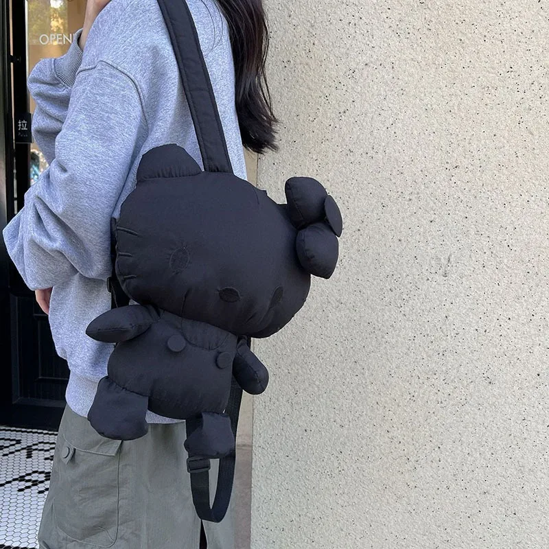 

Sanrio Hello Kitty Denim Backpack Cartoon Doll New Sweet Kawaii Creativity Messenger Bag Girl Travel Storage Bag Birthday Gift