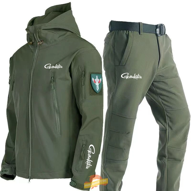 

Gamakatsu Special Forces Men Soft Shell Warm Fishing Jacket Autumn Winter Windproof Waterproof Tactical Jacket Army Combat Pants