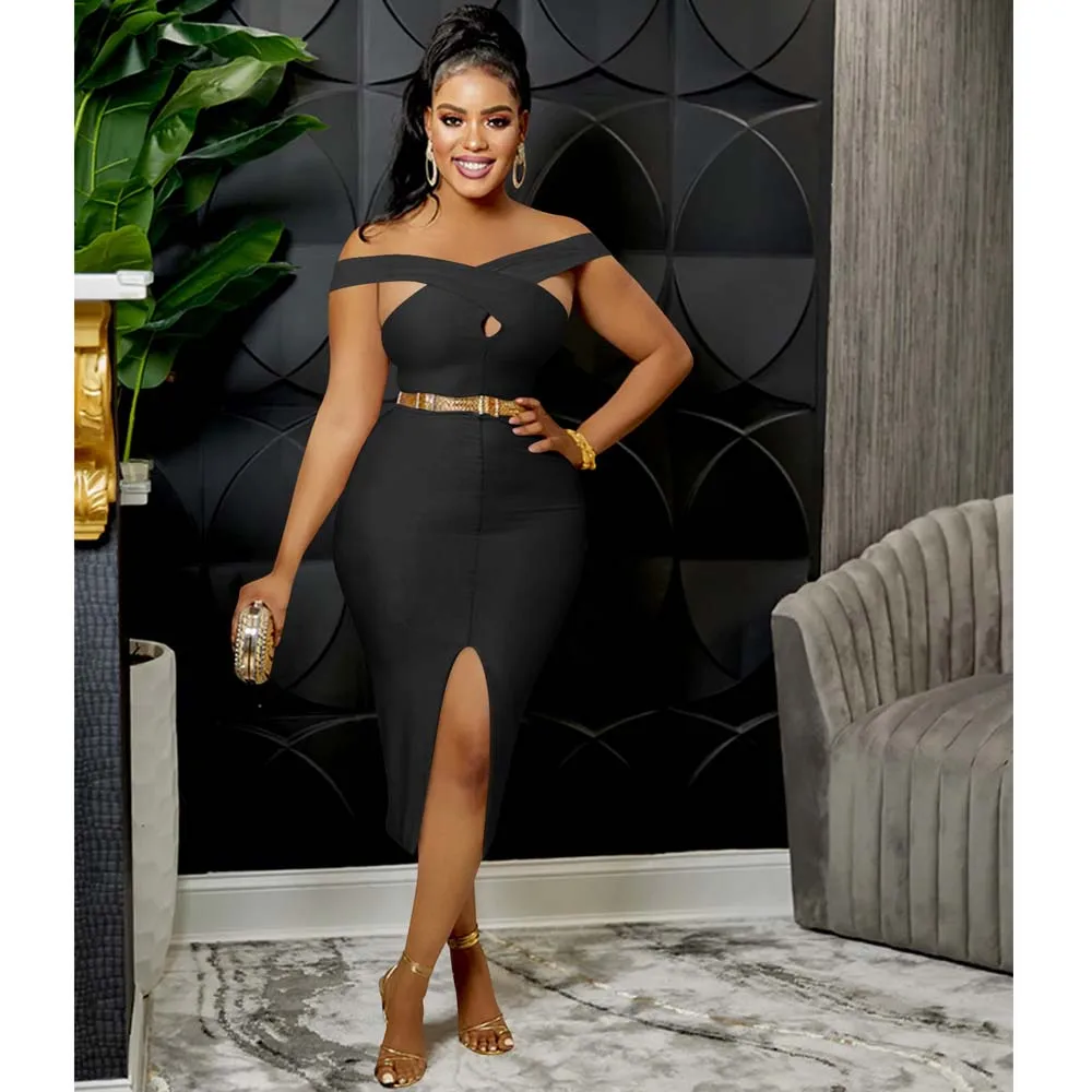 

Bodycon Dress Fashion Women Solid Color Wrap Chest Sleeveless Slit Irregular Dress Party Dresses For Women Summer 2022 New