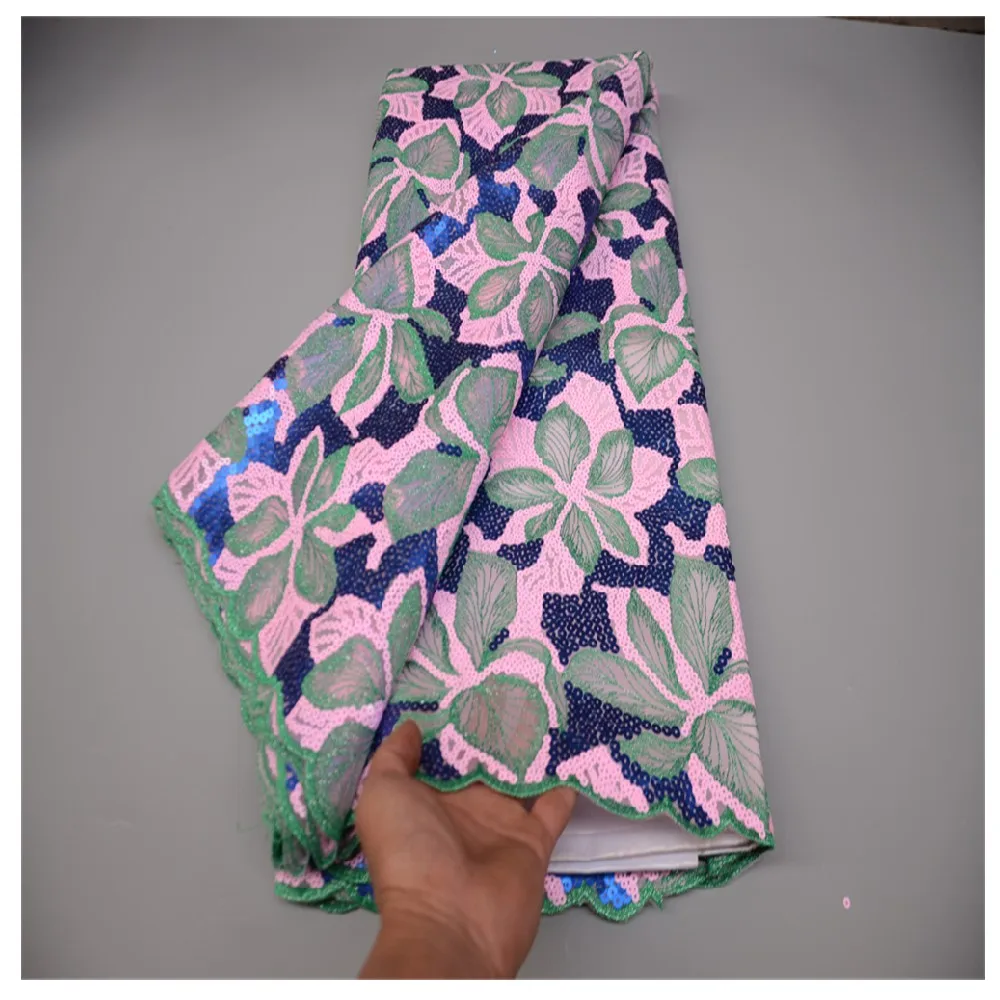 

Новейшая африканская бархатная кружевная ткань с блестками 2022, Высококачественная вышивка, нигерийское французское Сетчатое кружево для свадебного платья LY1149