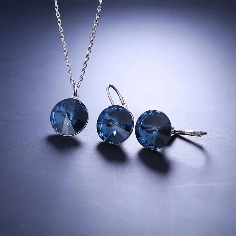 Женский Классический комплект из колье и серёг с австрийским кулоном - купить по