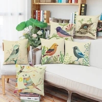 pillowslip simple small bird linen pillowcase sofa home decoration pillows case decor home boho throw pillow cover 40x40 45x45