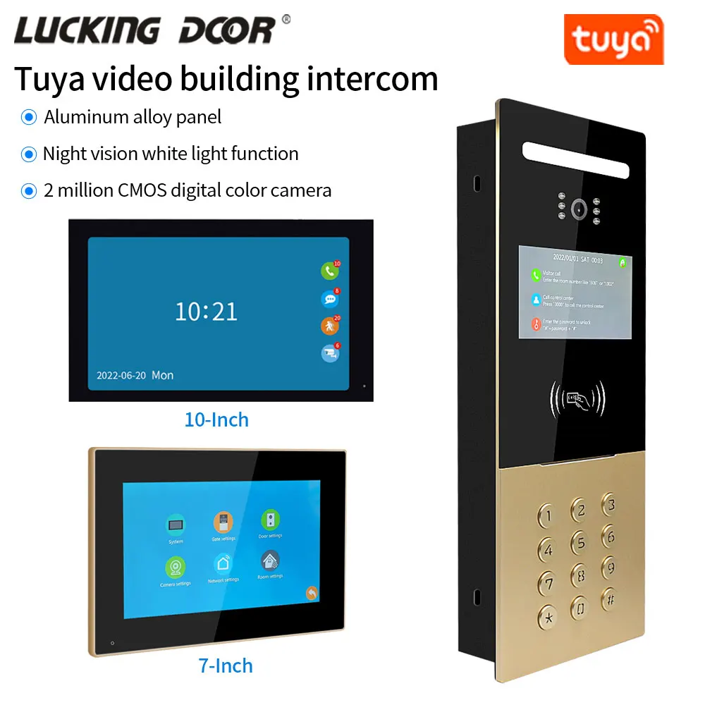 Tuya WiFi Video Doorbell Door Phone for 240 Apartment Building Smart Home Camera POE IP 1080 RFID Access Control Intercom System
