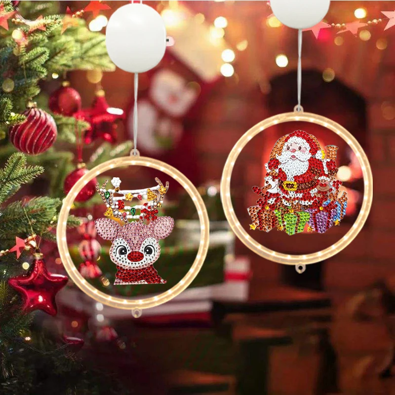 Алмазная картина «сделай сам», подвеска, Рождественское украшение светильник кой, Санта-Клаус, новогоднее подвесное украшение, домашний декор, рождественские подарки