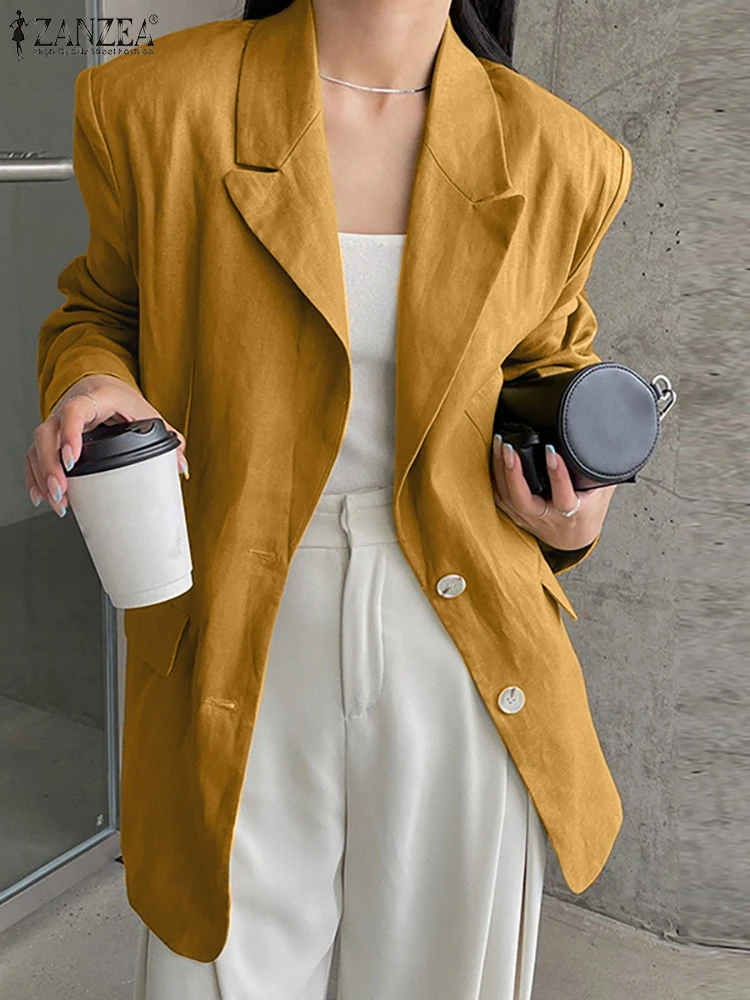

Женский офисный Блейзер ZANZEA, элегантная женская уличная одежда оверсайз, свободные пальто, куртки, весна-осень 2023, верхняя одежда с длинным ...