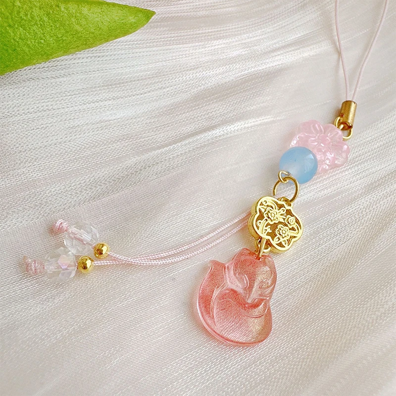 Кулон с лисой глазурью миндальное печенье брелок бисером цепочка для телефона