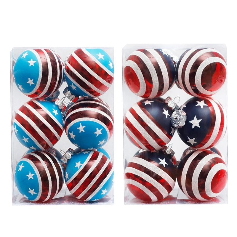 

American Independence Day Patriotic Hanging Balls 12 Pcs American Star Flag Ornament for Christmas Tree 4th of July