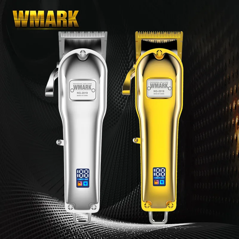 WMARK All-metal NG-2019B Cordless Hair Clipper with LCD Display 2500mAh Cordless Hair Cutter Golden Color