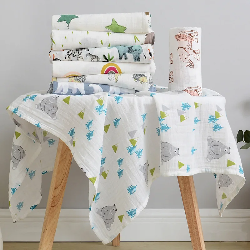 

Детское банное полотенце, мягкое летнее хлопковое Двухслойное Марлевое одеяло для новорожденных, детские принадлежности