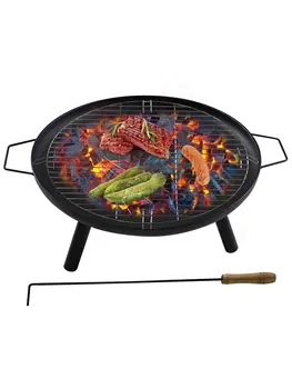 23 in Outdoor Fire Pit Bowl Round Fire pit Wood Burning Camping Patio Backyard Beach BBQ 2