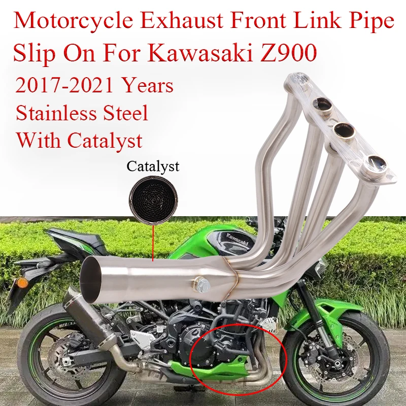 

Motorcycle Exhaust Front Link Pipe For kawasaki Z900 2017-2021 Modified Muffler Moto Escape Stainless Full System With Catalyst