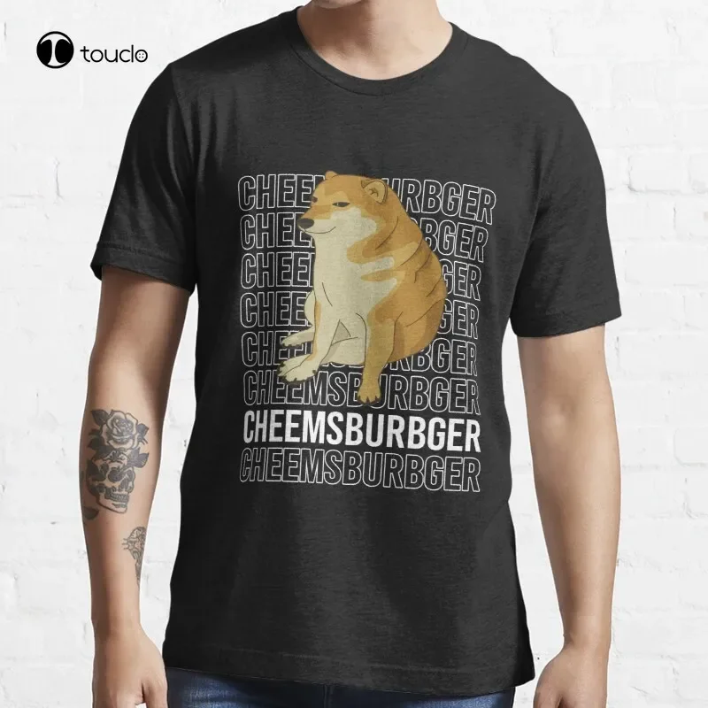 Cheems Cheemsburbger Text T-Shirt Cotton Tee Shirt Custom Aldult Teen Unisex Digital Printing Shirts Fashion Tshirt Summer