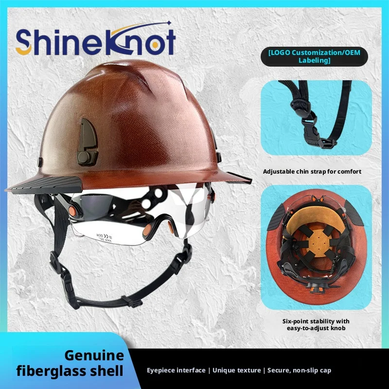 Фото Каска защитная SHINEKNOT, высокопрочная, ударопрочная, для строительных площадок, сертифицированная по стандарту ANSI, легкая, из стекловолокна №1