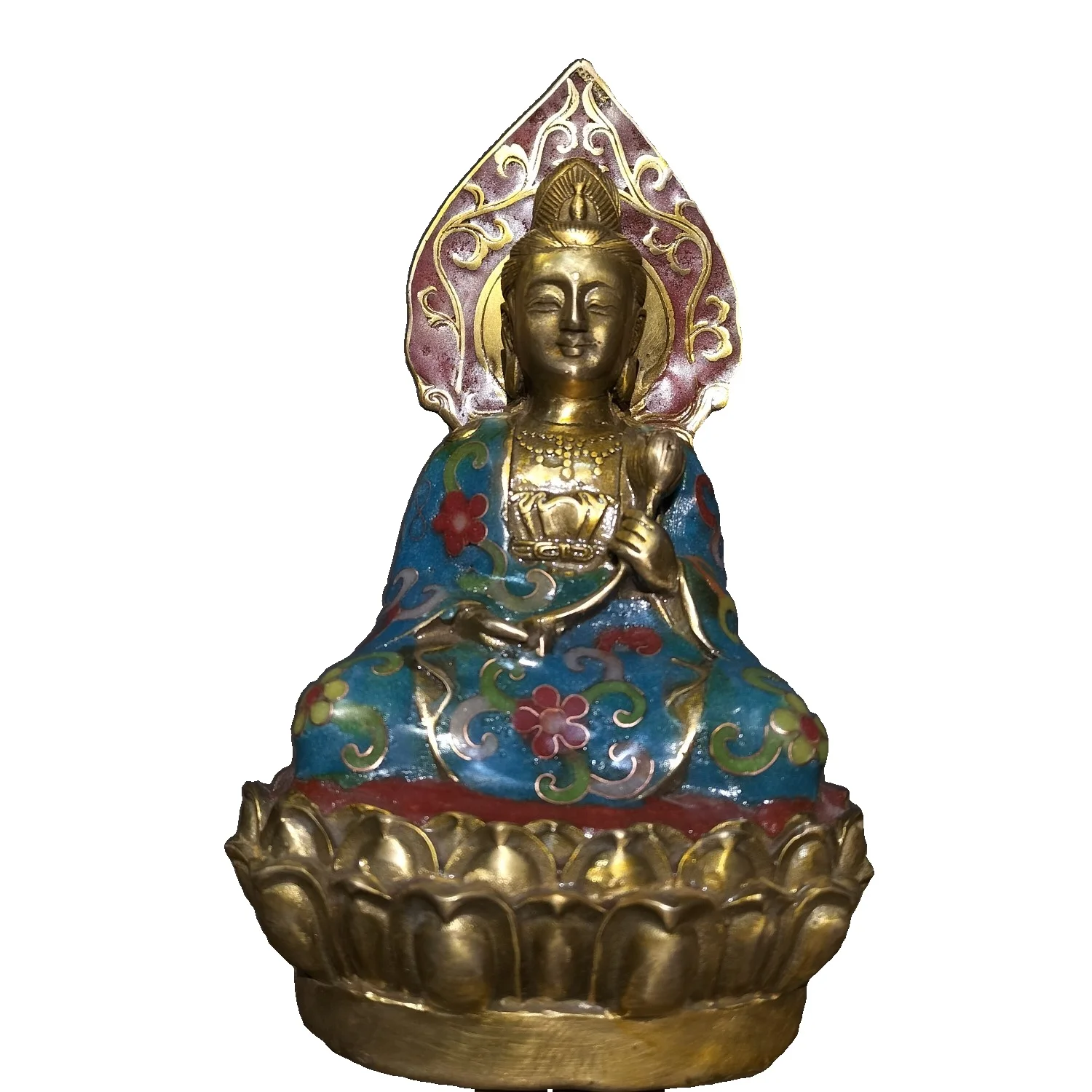 

LAOJUNLU старые тибетские чистые искусства [Avalokitesvara Bodhisattva] лотос Гуаньинь полностью ручной работы Эмаль перегородчатая