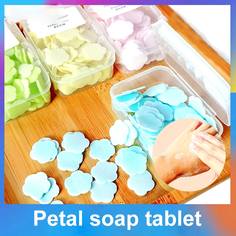 

Portable Paper Cleaning Soaps Sheet Portable Travel Soap Sheet Box Disposable Mini Petal Soap Sheet Paper Hand Washing Sheet