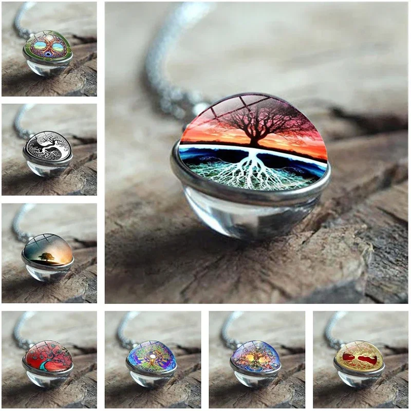 Новое модное ожерелье с изображением дерева жизни Инь-Янь двухсторонняя