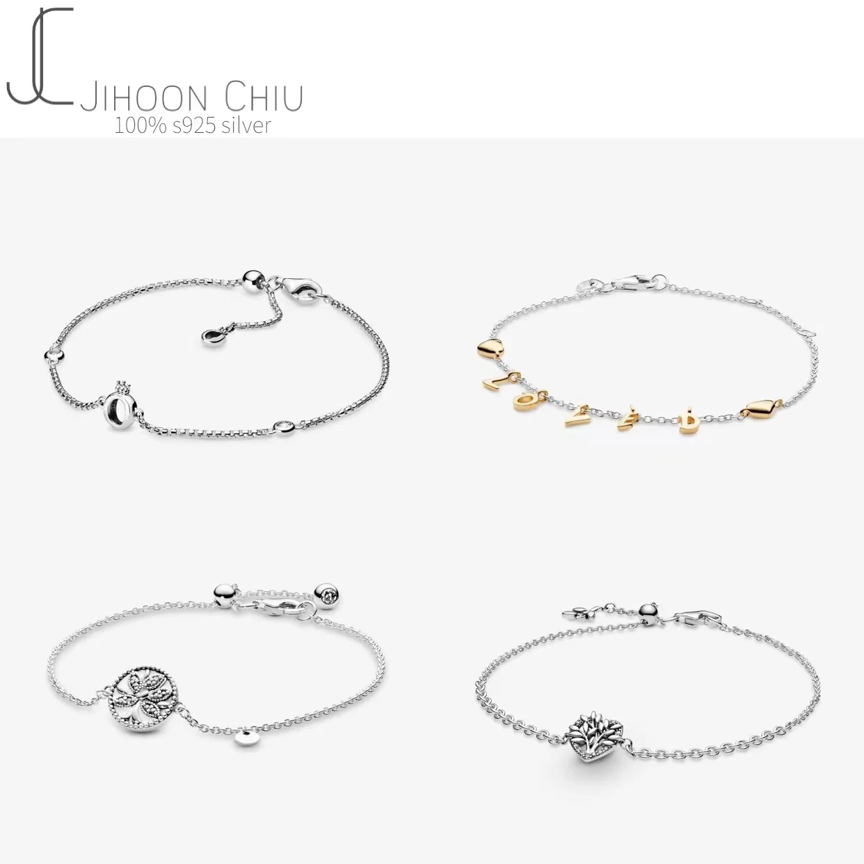 

Женский браслет из серебра 925 пробы, с подвеской в виде короны