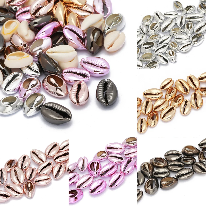 

3 Size Natural Conch Plating Shell Charm Colorful Spacer Beads For DIY Jewelry Making Handmade Necklace Bracelet Accessories