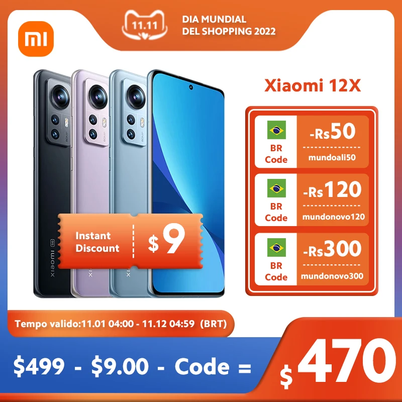 Tanie Wersja Globalna Xiaomi 12X 8GB 128GB/8GB 256GB Snapdragon 870 5G Smartphone 120Hz 50MP 6.28