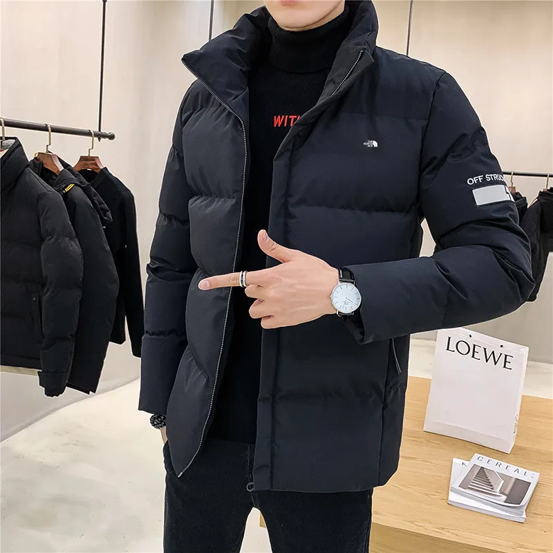 

Men's winter padded jacket Thick warm jacket Men's fashion outdoor coat Classic black stand collar casual jacket