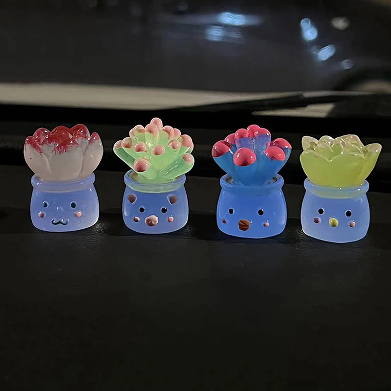 

1PC Dollhouse Simulated Mini Resin Luminous Succulent Plant Potted Home Desktop Decoration