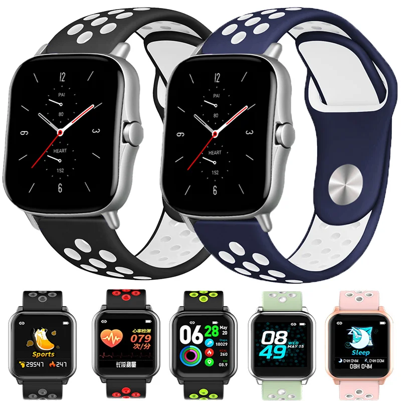 

22mm/20mm Silicone Strap For Amazfit GTS/2/2e/GTS2 Mini/GTR 42mm/47mm/GTR2/2e/stratos 2/3 Sport Watchstrap Bracelet Amazfit bip
