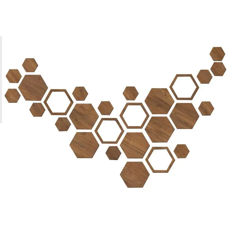 

Wood Hexagon For Wall 27pcs Hexagon Wall Decor Wood Decorations Kit Hexagon Wood Wall Art For Home Living Room Bedroom Decor